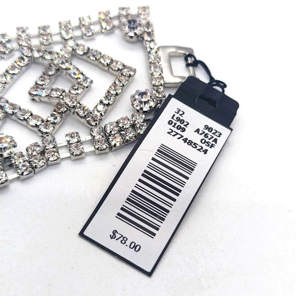 CACHE Crystal Tennis Bracelet and Dangle Chandelier Earrings Set in Silver - Picture 9 of 9